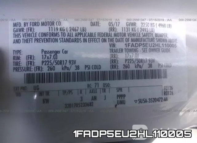 1FADP5EU2HL110005 фото 10