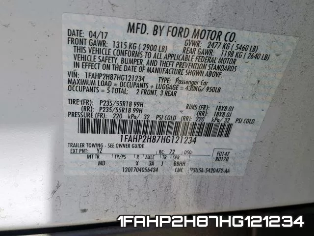 1FAHP2H87HG121234 фото 2