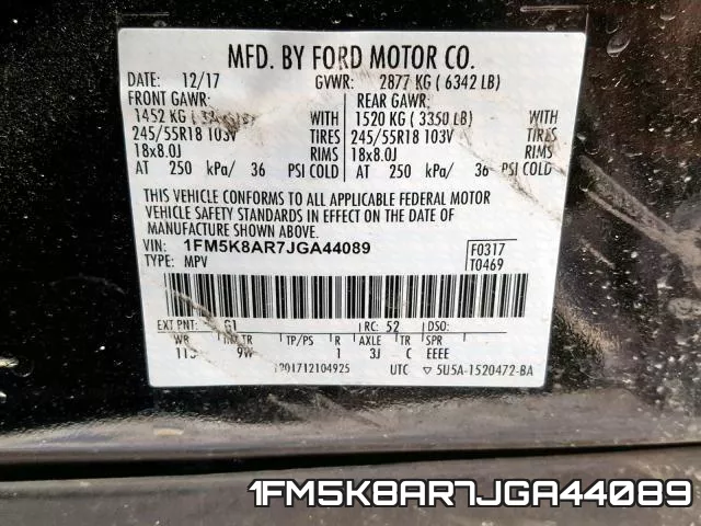 1FM5K8AR7JGA44089 фото 2
