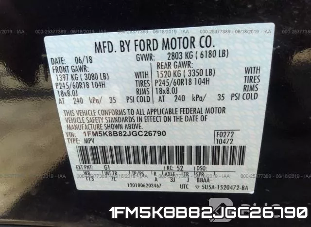 1FM5K8B82JGC26790 фото 10