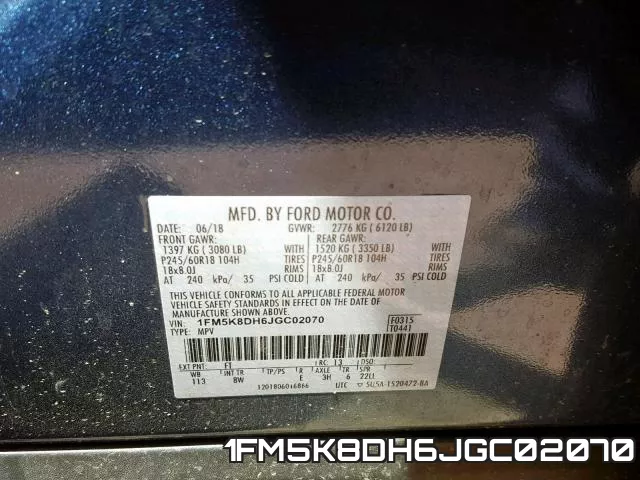 1FM5K8DH6JGC02070 фото 2