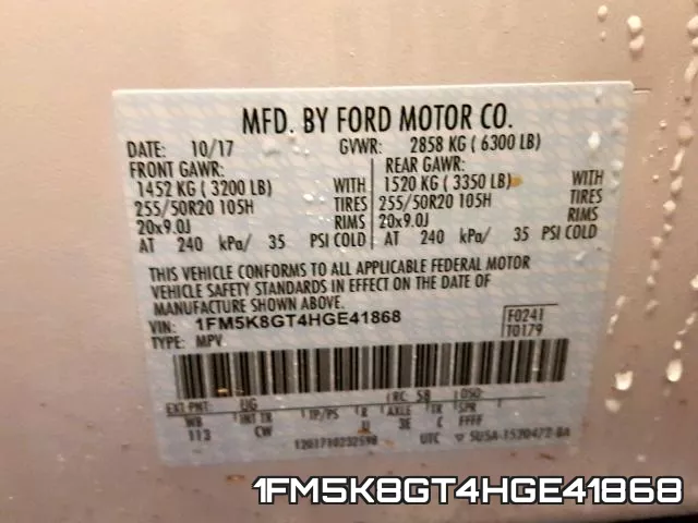 1FM5K8GT4HGE41868 фото 2
