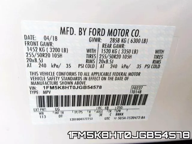 1FM5K8HT0JGB54578 фото 2
