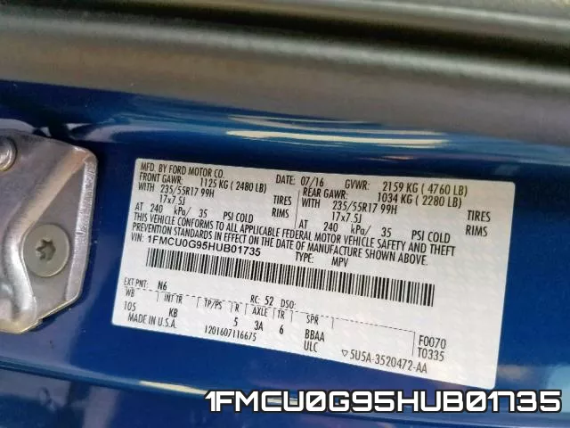 1FMCU0G95HUB01735 фото 2
