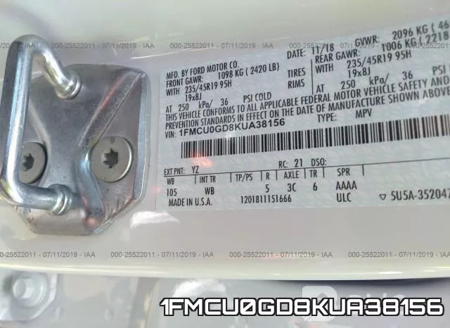 1FMCU0GD8KUA38156 фото 10
