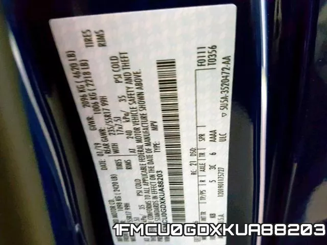 1FMCU0GDXKUA88203 фото 2