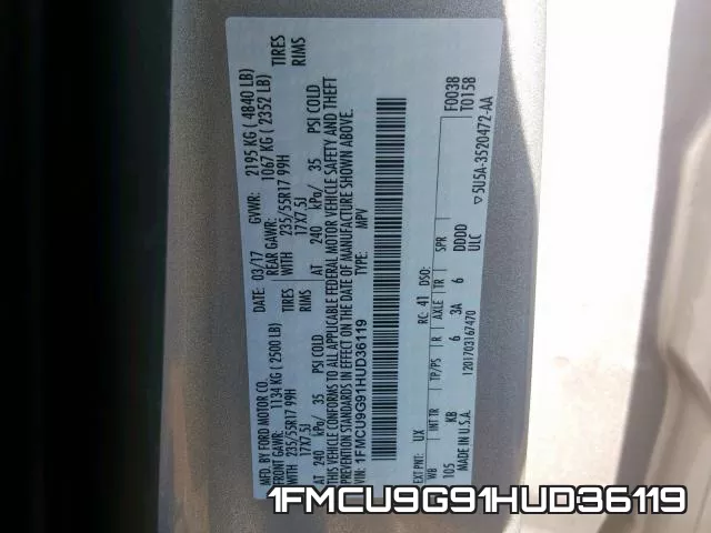1FMCU9G91HUD36119 фото 2