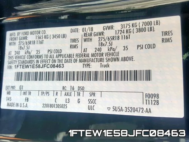 1FTEW1E58JFC08463 фото 2