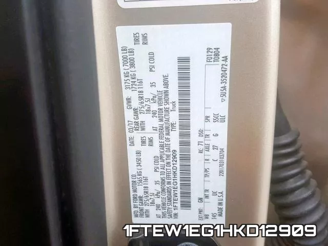 1FTEW1EG1HKD12909 фото 2