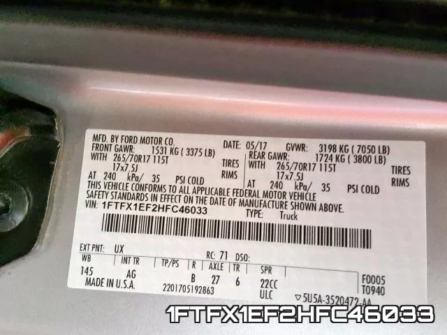 1FTFX1EF2HFC46033 фото 2