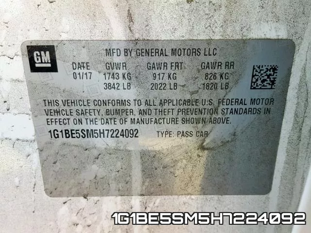 1G1BE5SM5H7224092 фото 2