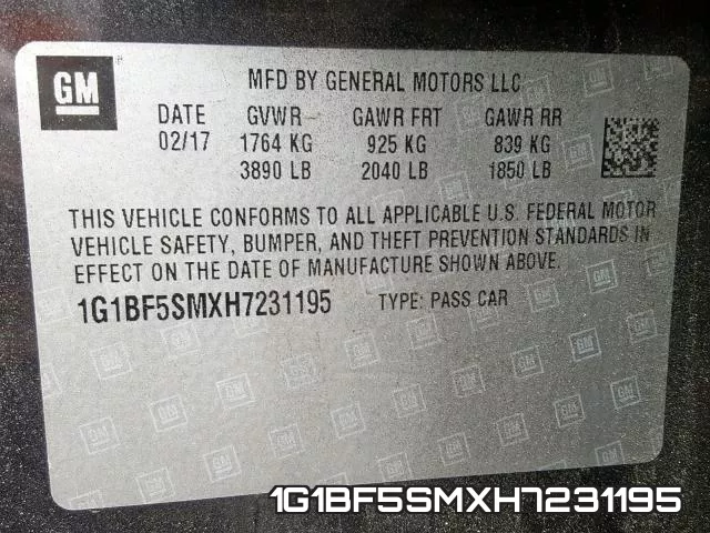 1G1BF5SMXH7231195 фото 2