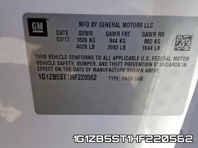 1G1ZB5ST1HF220562 фото 2