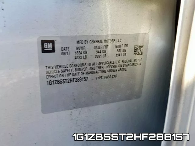 1G1ZB5ST2HF288157 фото 2
