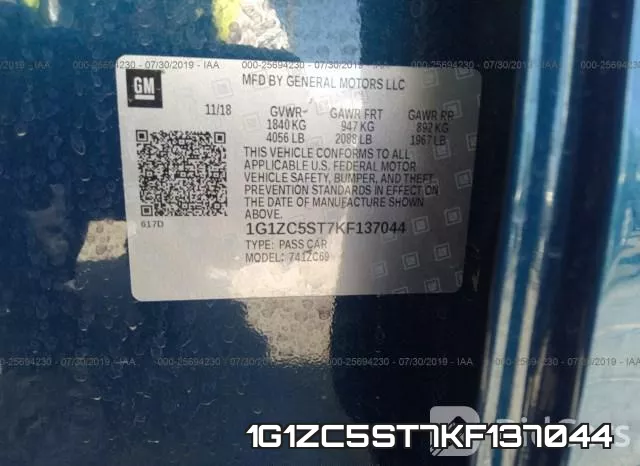 1G1ZC5ST7KF137044 фото 10
