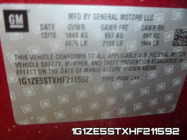 1G1ZE5STXHF211592 фото 2