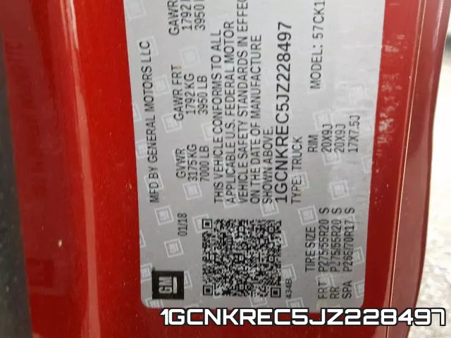 1GCNKREC5JZ228497 фото 2