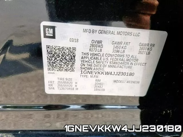 1GNEVKKW4JJ230180 фото 2