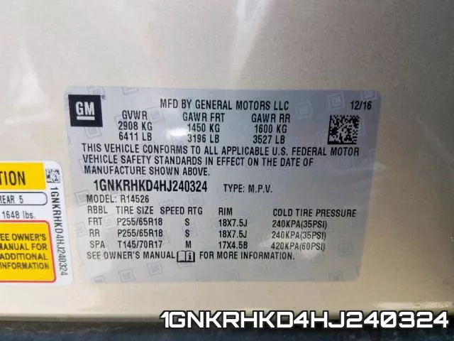 1GNKRHKD4HJ240324 фото 2