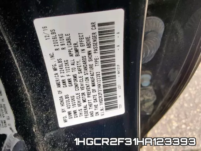 1HGCR2F31HA123393 фото 2