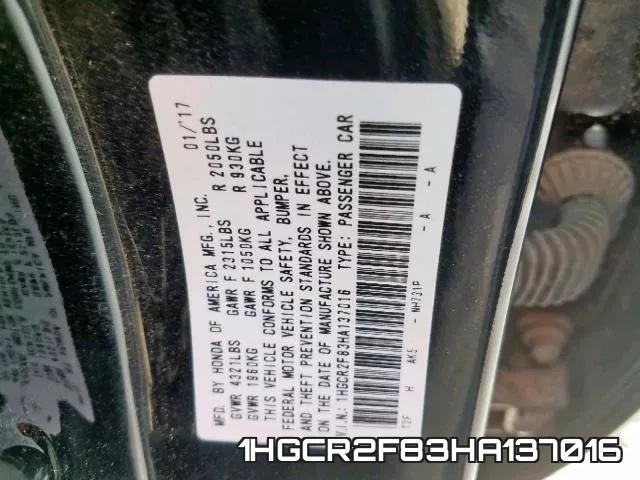 1HGCR2F83HA137016 фото 2