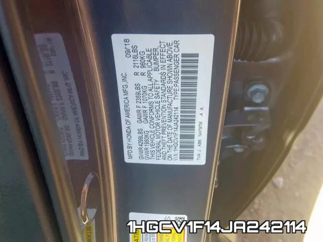 1HGCV1F14JA242114 фото 2