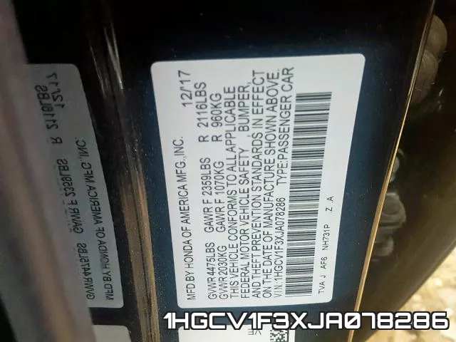 1HGCV1F3XJA078286 фото 2