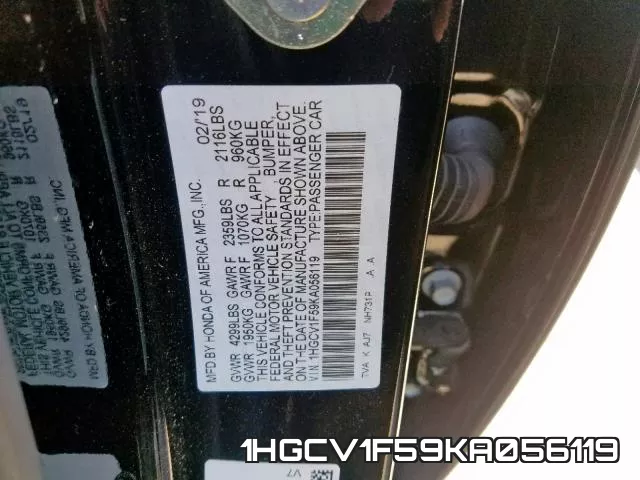 1HGCV1F59KA056119 фото 2