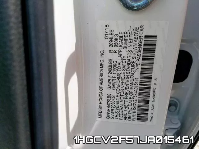 1HGCV2F57JA015461 фото 2