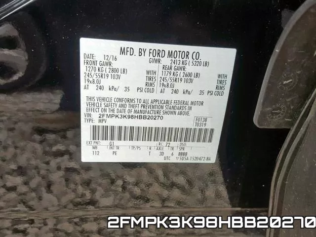 2FMPK3K98HBB20270 фото 2