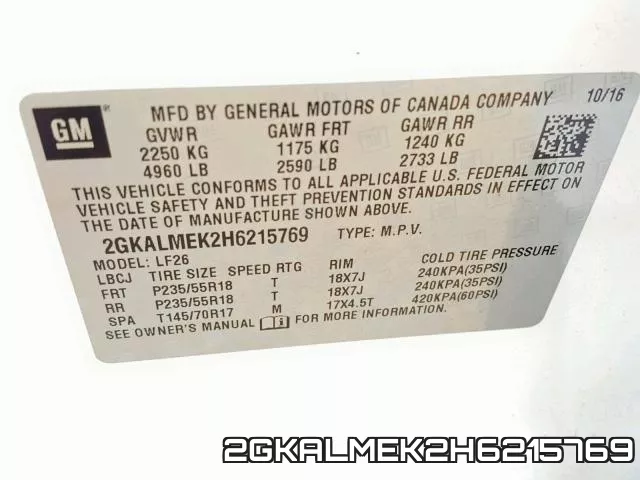 2GKALMEK2H6215769 фото 2