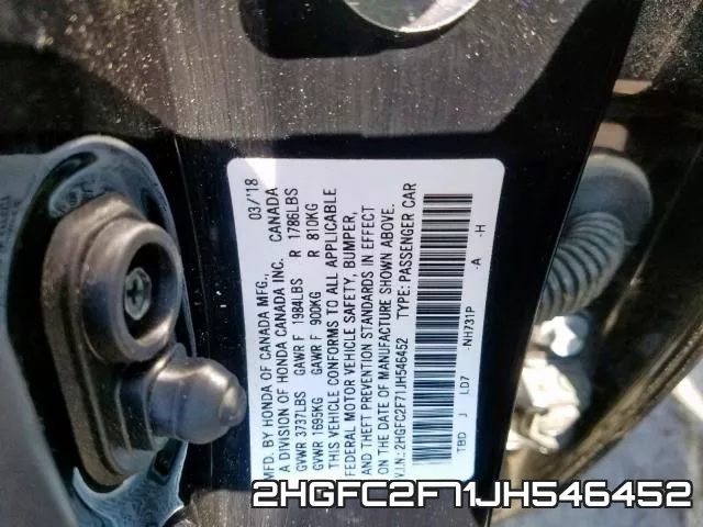 2HGFC2F71JH546452 фото 2