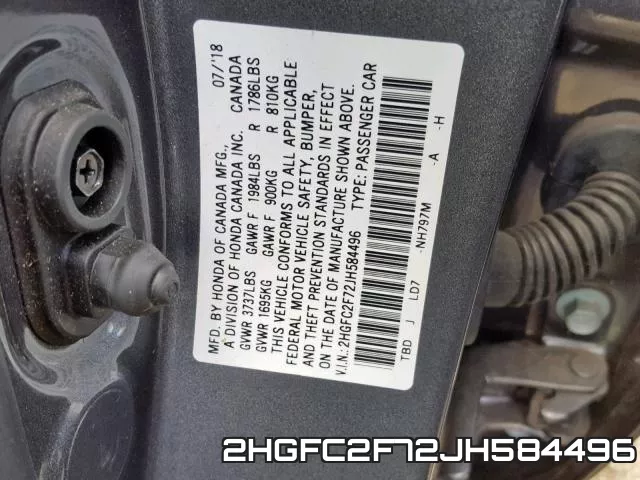 2HGFC2F72JH584496 фото 2
