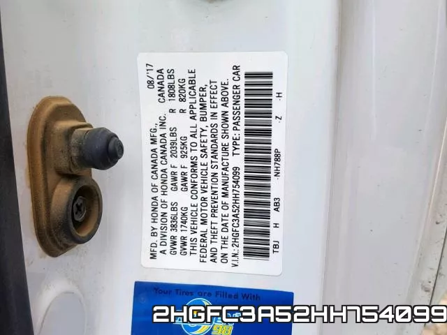 2HGFC3A52HH754099 фото 2