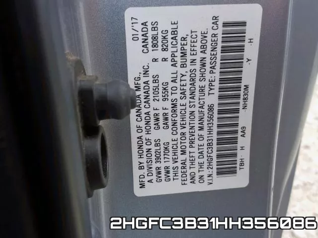 2HGFC3B31HH356086 фото 2