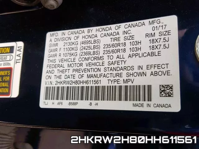 2HKRW2H80HH611561 фото 2