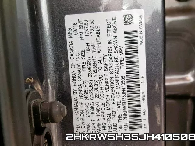 2HKRW5H35JH410508 фото 2