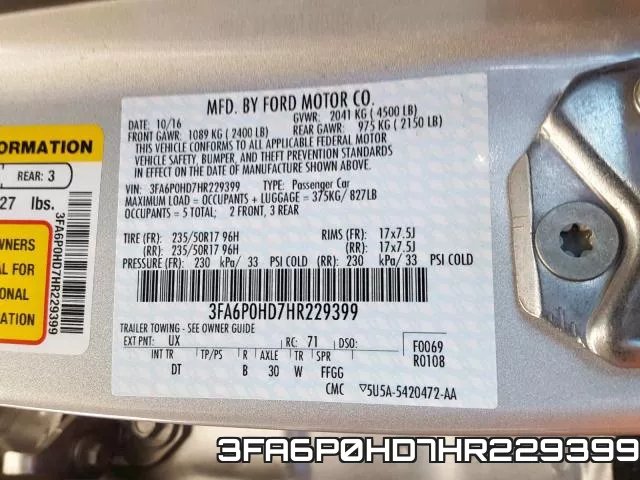 3FA6P0HD7HR229399 фото 2