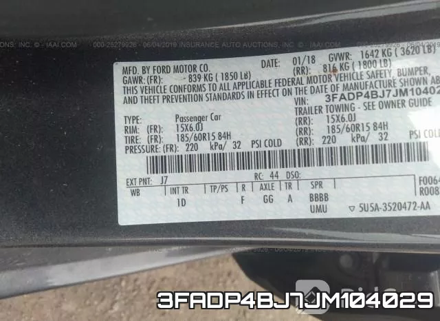 3FADP4BJ7JM104029 фото 10