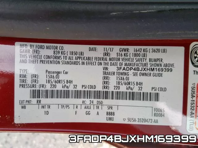 3FADP4BJXHM169399 фото 2
