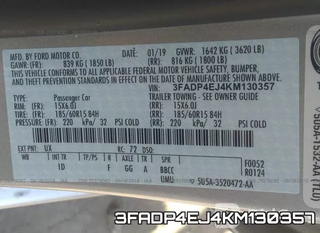 3FADP4EJ4KM130357 фото 10