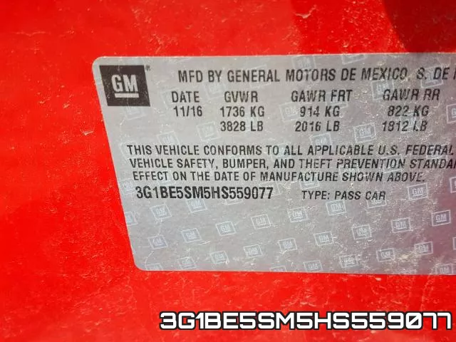3G1BE5SM5HS559077 фото 2