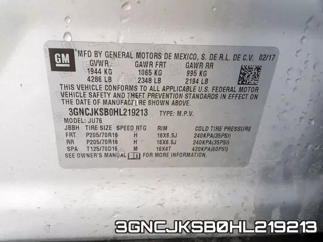 3GNCJKSB0HL219213 фото 2