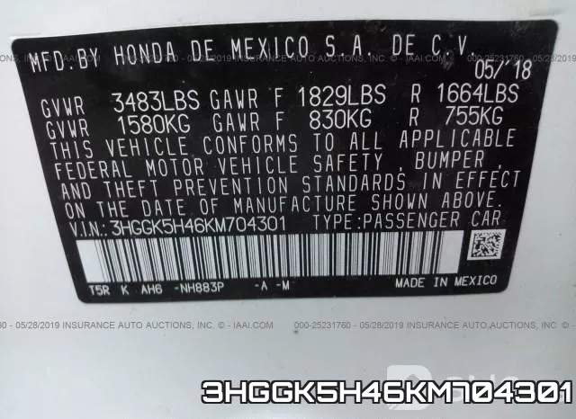 3HGGK5H46KM704301 фото 10
