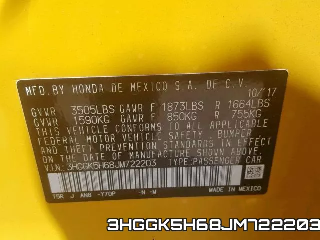 3HGGK5H68JM722203 фото 2