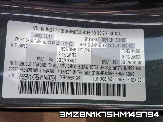 3MZBN1K75HM149794 фото 2