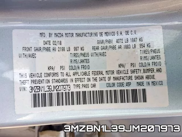 3MZBN1L39JM207973 фото 2
