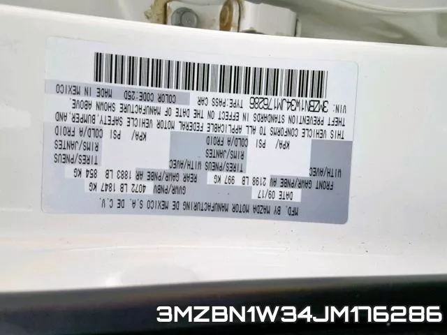 3MZBN1W34JM176286 фото 2