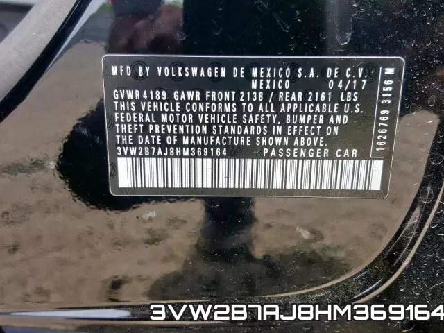 3VW2B7AJ8HM369164 фото 2
