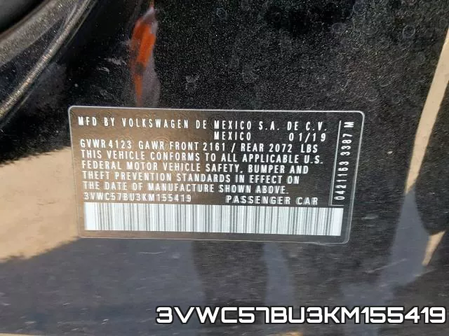 3VWC57BU3KM155419 фото 2
